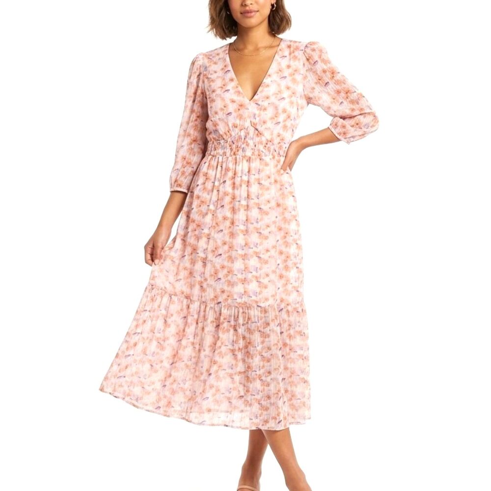 LILOU Dress Flowy Fit & Flare Beachy Maxi Vintage Floral Tier Women Size Medium